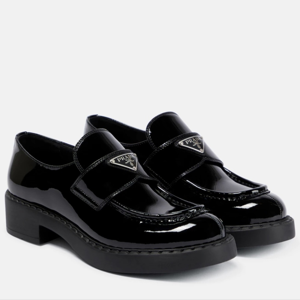 PRADA - Logo Patent Leather Loafers